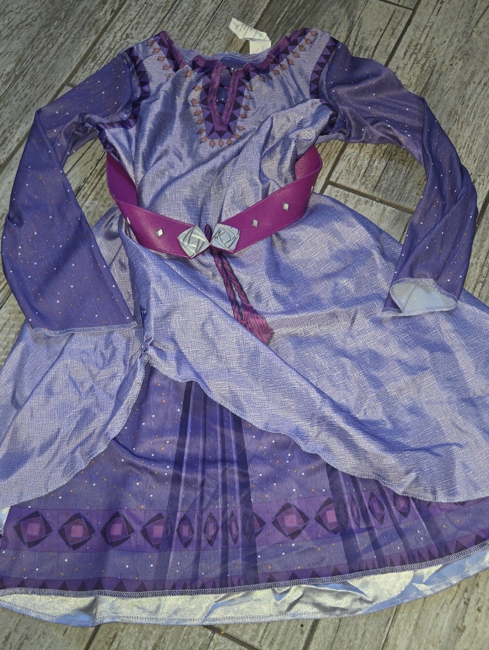 Disney Girls' Purple Sparkle Princess Dress with Pink Belt (WISH)